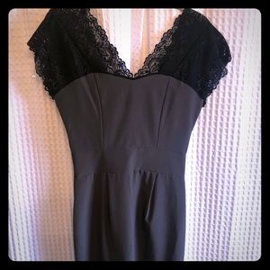 Myan grey and black lace dress.